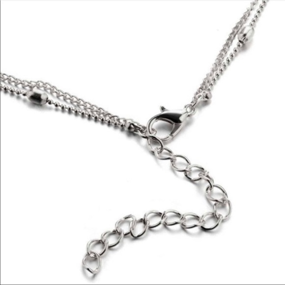 💛Silver heart layered choker with dotted ch… - Picture 4 of 4